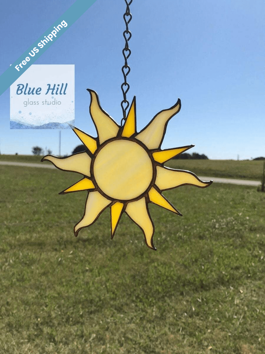 Yellow Sun Stained Glass Sun Catcher – Blue Hill Glass