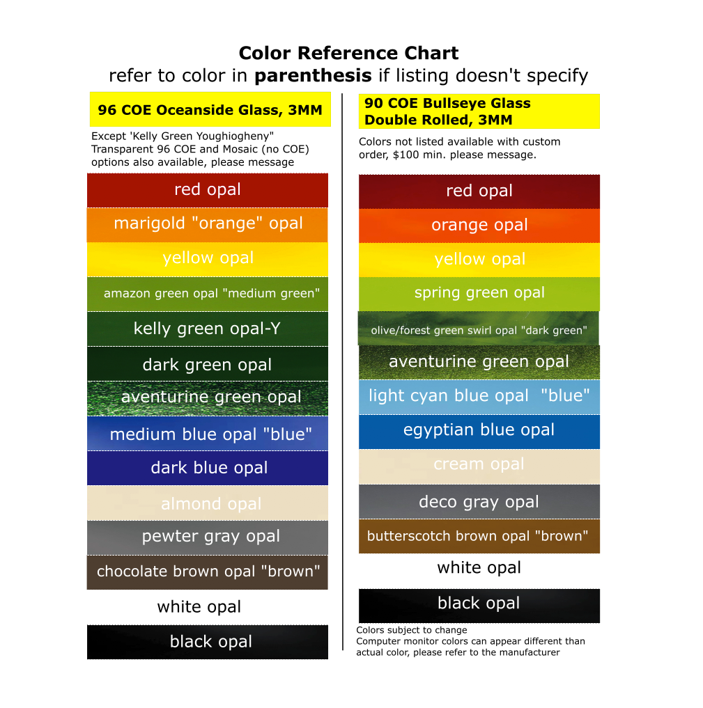 a color chart for different colors of clothing