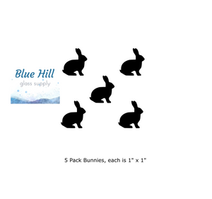 5 Pack Bunny Rabbit Fusible Glass Precut - 96 COE - 90 COE - For fused glass - Stained Glass - Mosaic Art - Glass Supplies