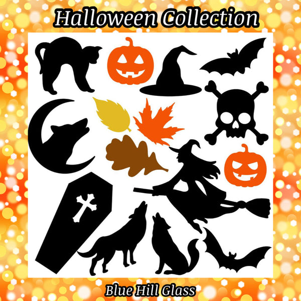 Pumpkin Fusible Glass Precut - 96 COE - 90 COE - Halloween Precut - fused glass - Stained Glass - Mosaic Art -Jack-O-Lanterns