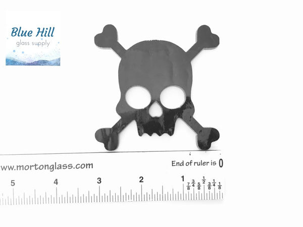 Skull and Crossbones Fusible Glass Precut - 90 COE - For fused glass - Stained Glass - Mosaic Art - Multiple Sizes