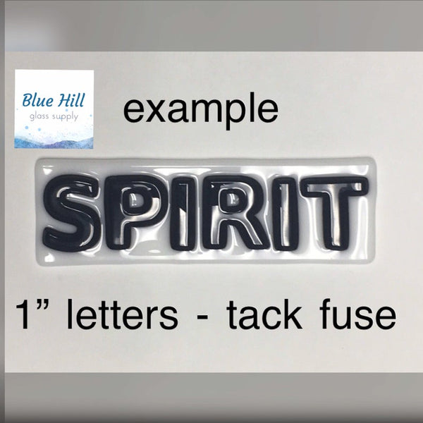 90 COE 1” 2 " 3" Precut Glass Letters - Fusible Bullseye Glass - Kiln Fusible Glass - Black Glass for Crafters - Glass Art - Mosaic Art