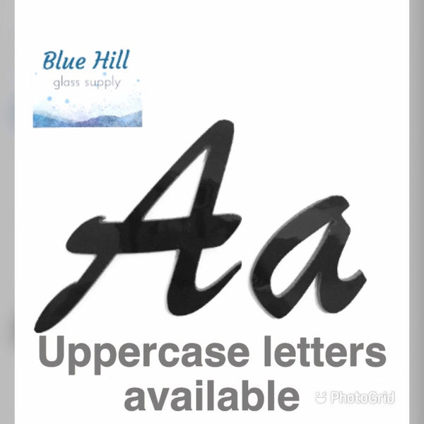 WHITE 96 COE Lowercase Script Precut Glass Letters - Fusible Oceanside Glass - Alphabet - Kiln Fusible Glass - Black Glass for Crafters - Glass Art