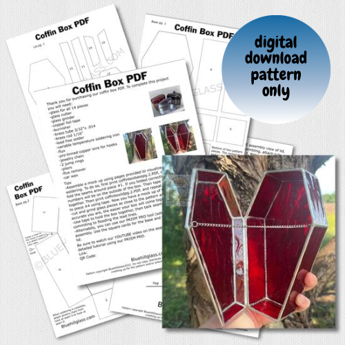 Coffin Box Stained Glass Pattern PDF - Digital Download Glass Pattern -  Intermediate to Advanced Pattern